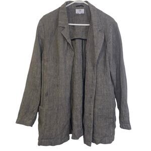 BB Design Jytte Meilvang Gray Pure Linen Button Front Blazer Jacket Size Large